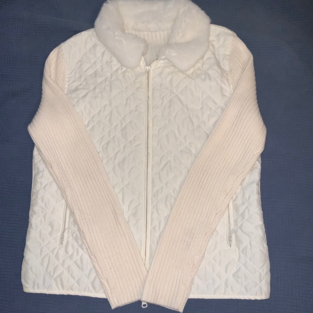 White and cream zip up jacket
